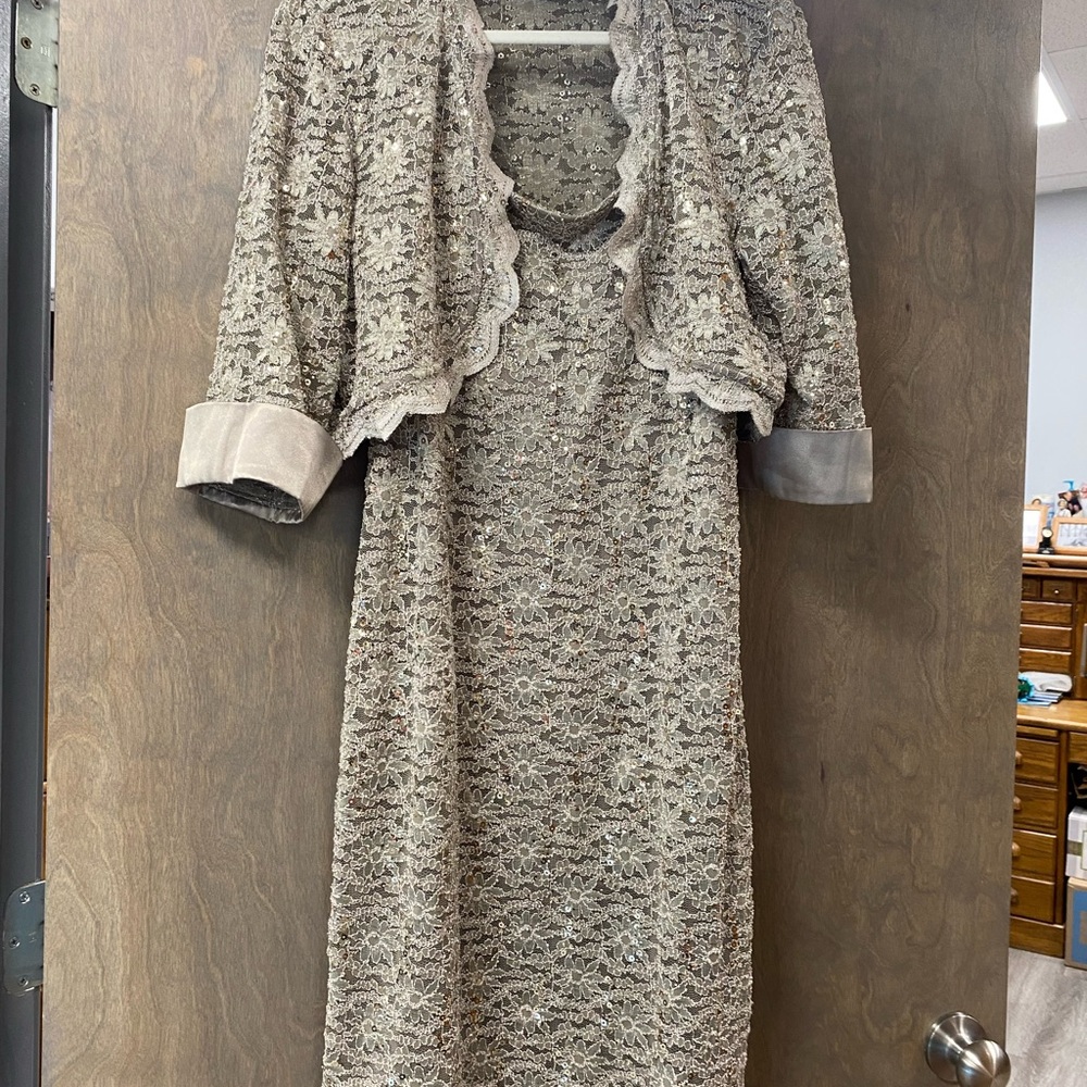 R&M Richards Gold Lace Dress with Jacket